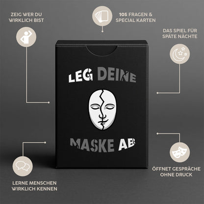 Das Maskenlos Kartenspiel – Original Edition in schwarzer Box. 105 Fragen für tiefe Gespräche, ehrliche Verbindungen und echte Momente.