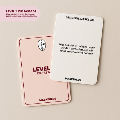 Beziehungsedition Level 1 – Maskenlos Kartenspiel: ehrliche Fragen für Paare, um Vertrauen und emotionale Nähe aufzubauen