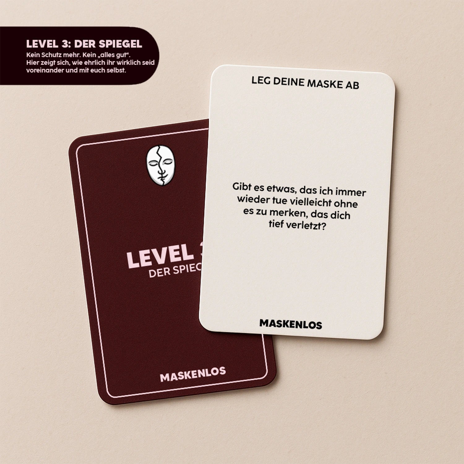 Level 3 der Maskenlos Beziehungsedition – tiefgehendes Fragespiel für Paare über Selbstannahme, Heilung und emotionale Klarheit