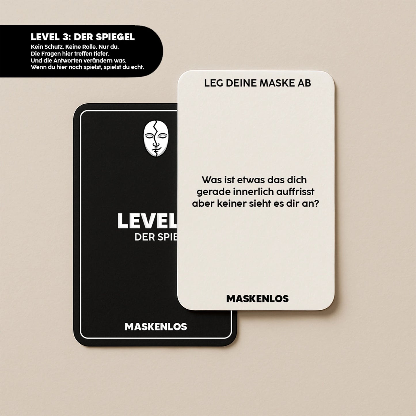 Level 3 der Maskenlos Original Edition – tiefgehende Fragen über Selbstbild, innere Wahrheiten und echte emotionale Klarheit