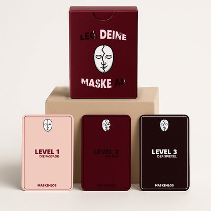 Maskenlos Beziehungsedition – tiefgründiges Fragespiel für Paare mit 105 Karten in stilvoller weinroter Box für echte Gespräche